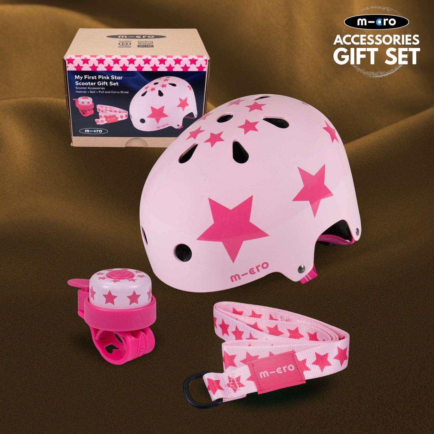 Helmet, Pull & Carry, Bell: Pink Star