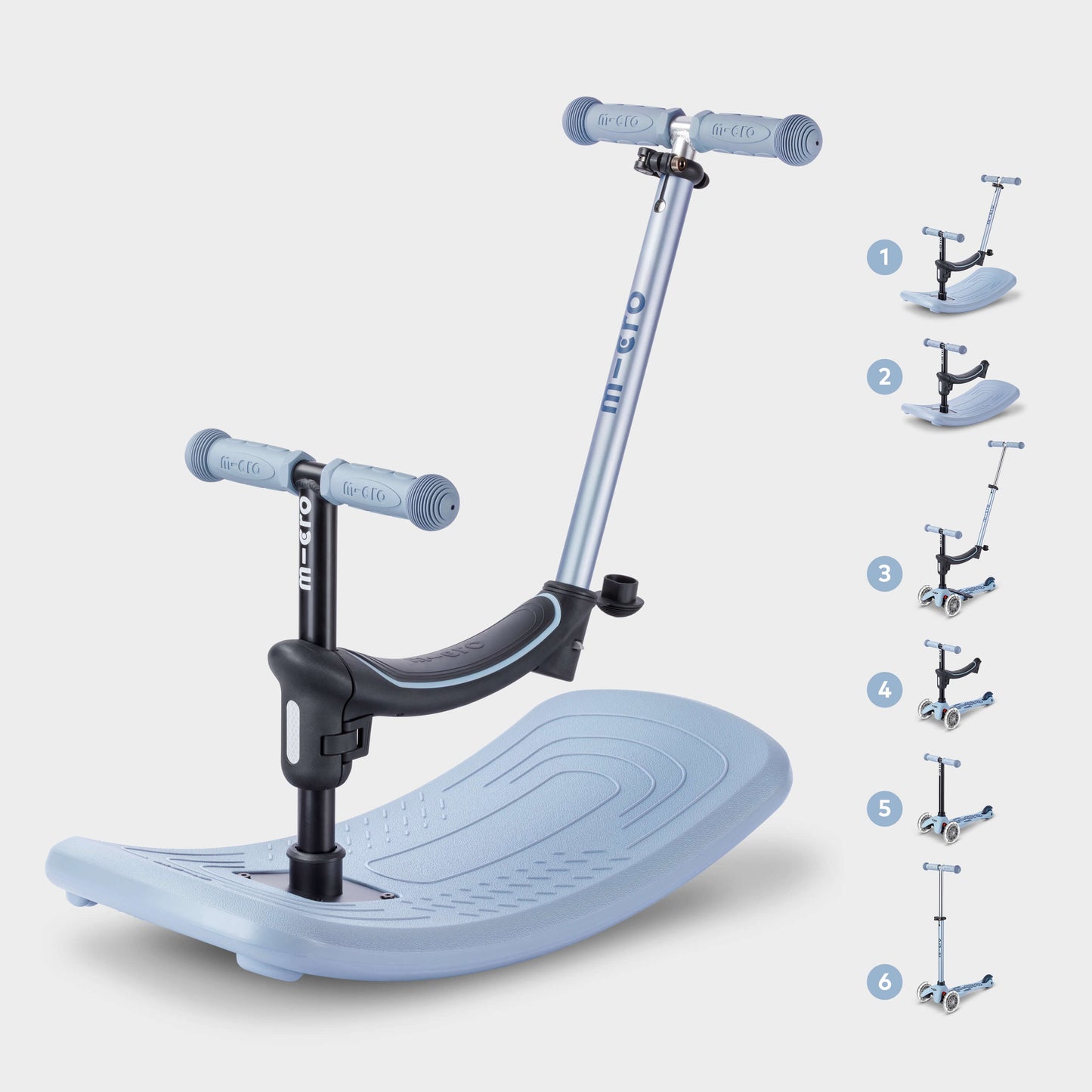 Mini Micro 6in1 Rock & Go Scooter: Soft Blue