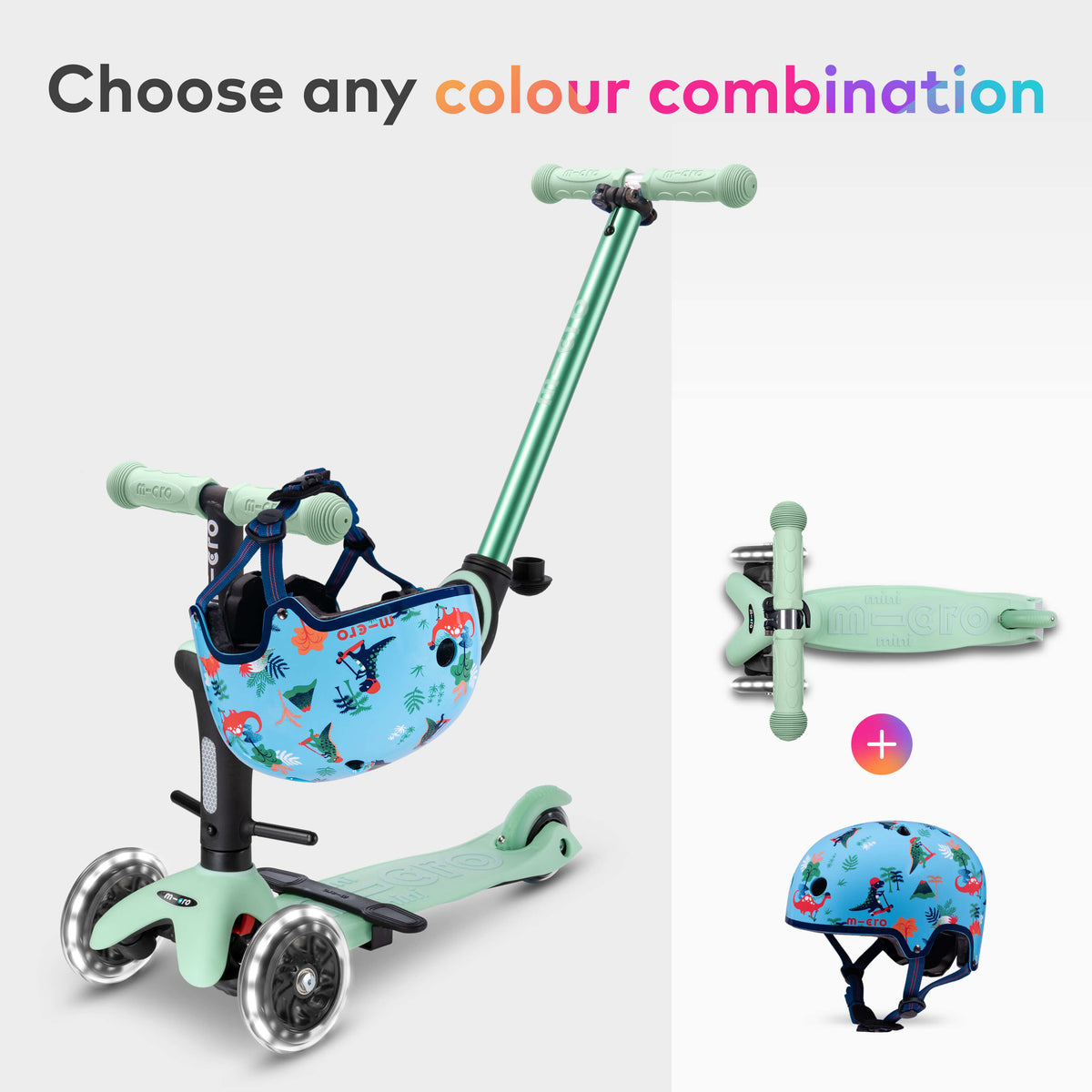My First Scooting Bundles: Mini 4in1 Deluxe LED Scooter with Helmet