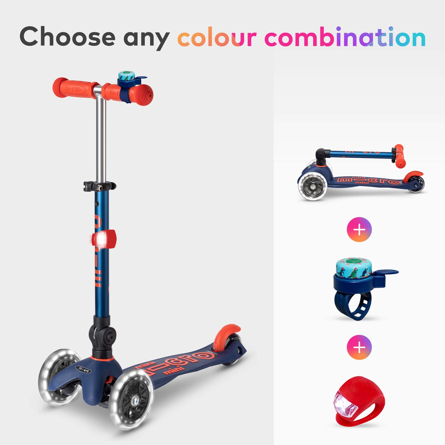 Mini Micro Foldable LED, Bell and Light Set