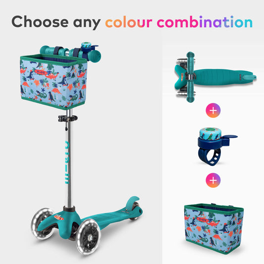 Mini Classic Plus LED, Bell and Foldable Basket Scooter Set