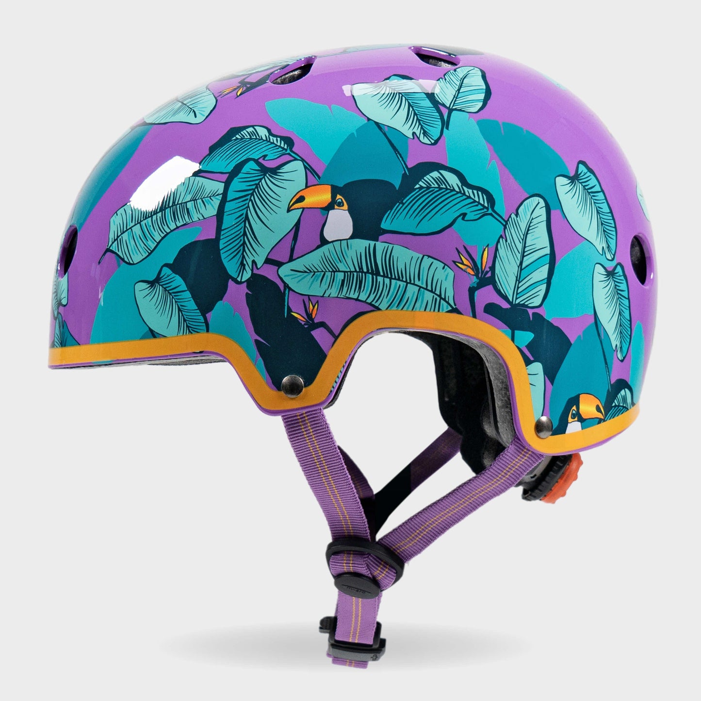 Printed Helmet for Bike and Scooters: Toucan Purple