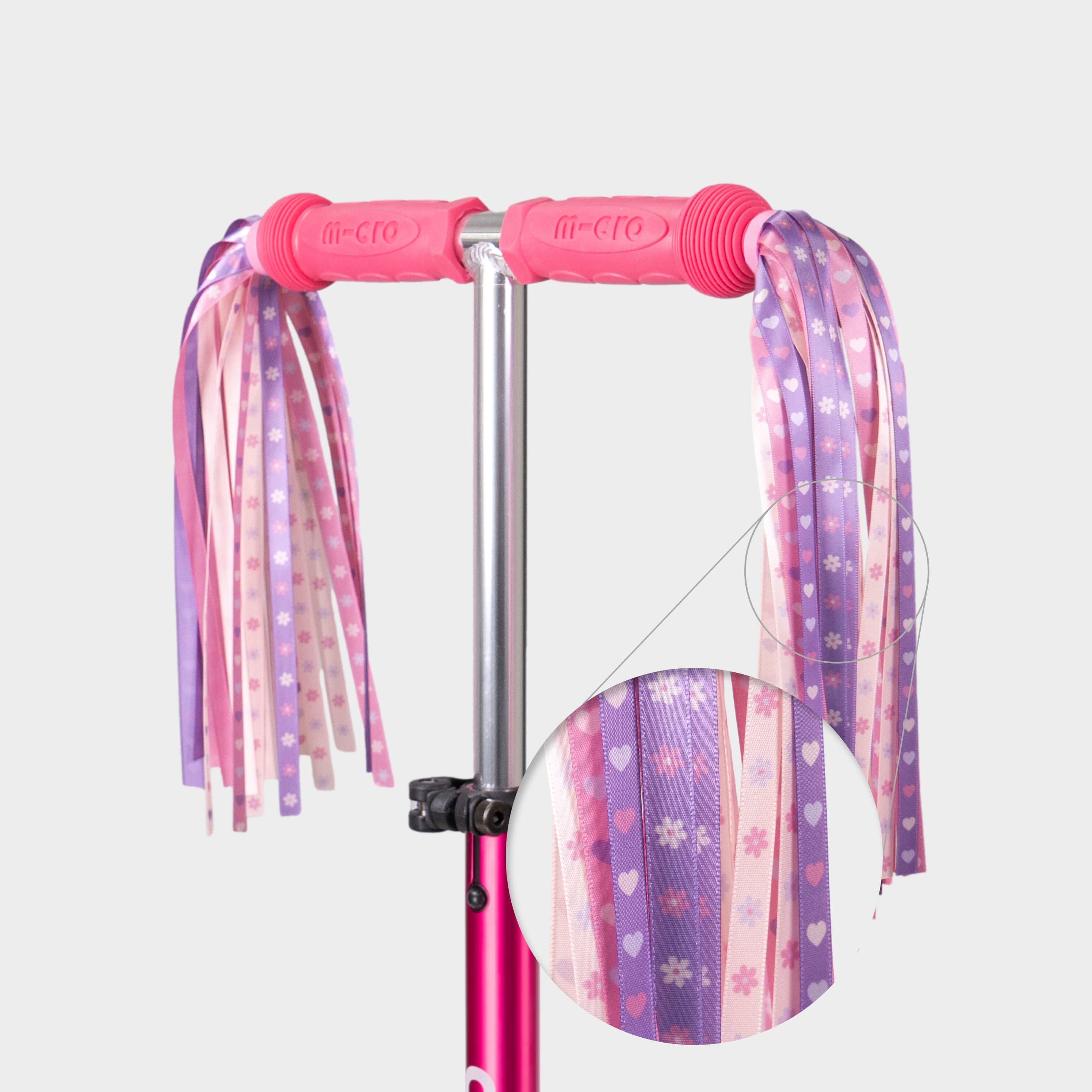 Scooter Ribbons Eco Printed Ribbons For Micro Rubber Grips:Pink Heart | Micro Scooters ...