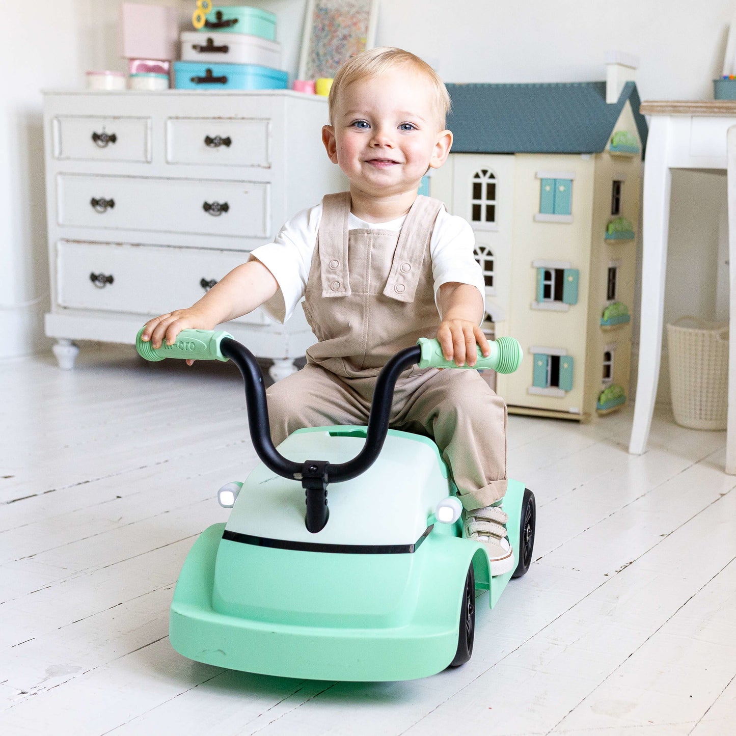 Mini Microlino Ride-On Car-: Mint Green